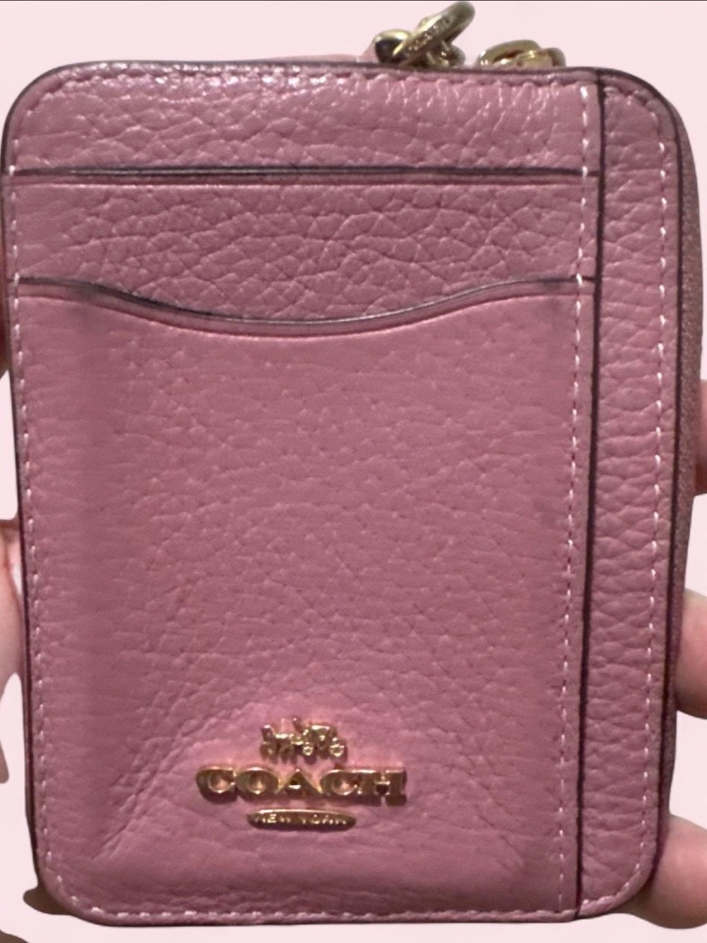 Coach Dusty Rose Pebbled Leather Card Holder